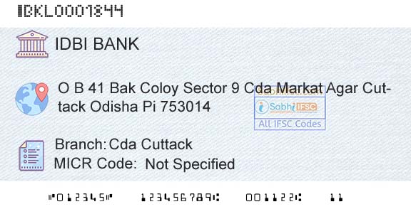Idbi Bank Cda CuttackBranch 