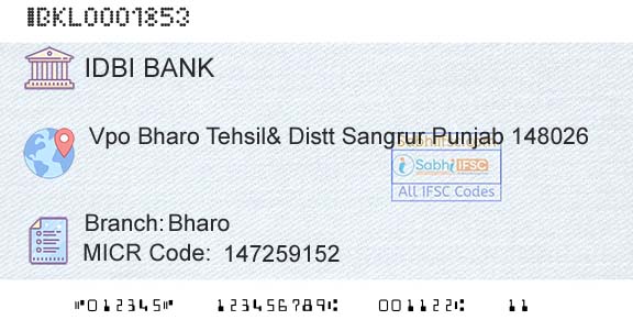 Idbi Bank BharoBranch 