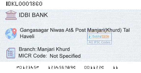 Idbi Bank Manjari KhurdBranch 