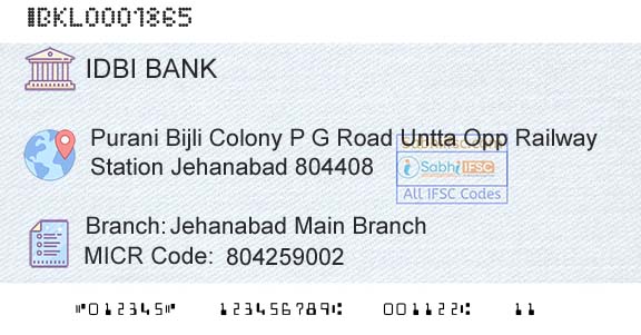 Idbi Bank Jehanabad Main BranchBranch 