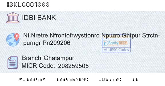 Idbi Bank GhatampurBranch 
