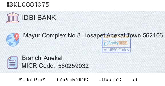Idbi Bank AnekalBranch 