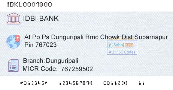 Idbi Bank DunguripaliBranch 
