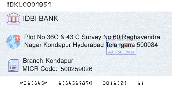 Idbi Bank KondapurBranch 