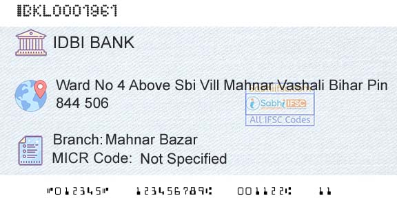 Idbi Bank Mahnar BazarBranch 