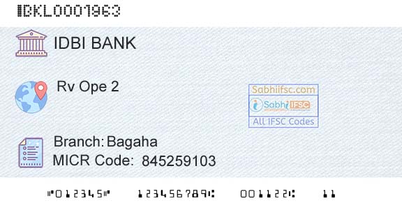 Idbi Bank BagahaBranch 