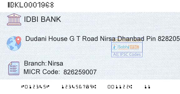 Idbi Bank NirsaBranch 