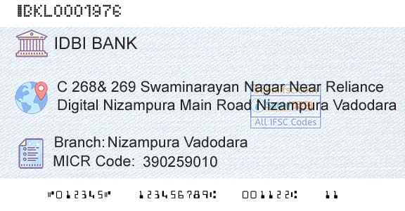 Idbi Bank Nizampura VadodaraBranch 