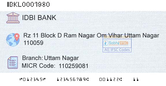 Idbi Bank Uttam NagarBranch 