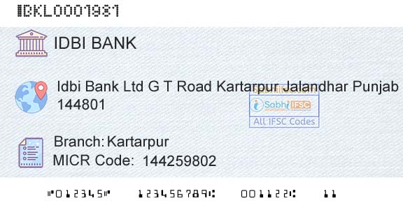 Idbi Bank KartarpurBranch 