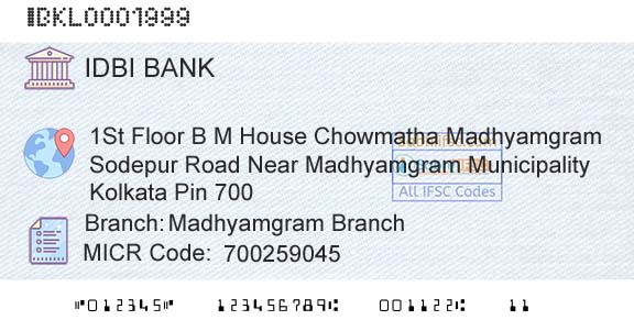 Idbi Bank Madhyamgram BranchBranch 