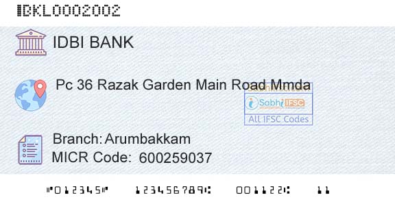 Idbi Bank ArumbakkamBranch 