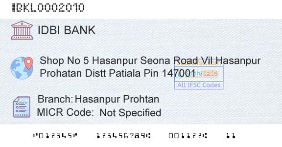 Idbi Bank Hasanpur ProhtanBranch 