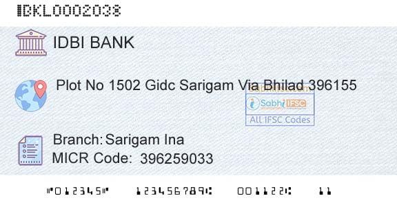 Idbi Bank Sarigam InaBranch 