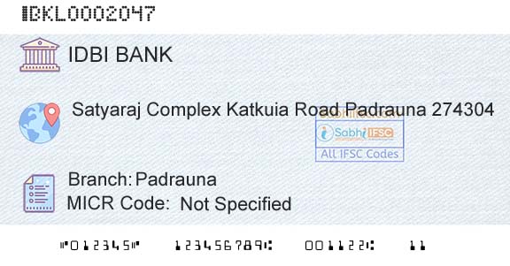 Idbi Bank PadraunaBranch 