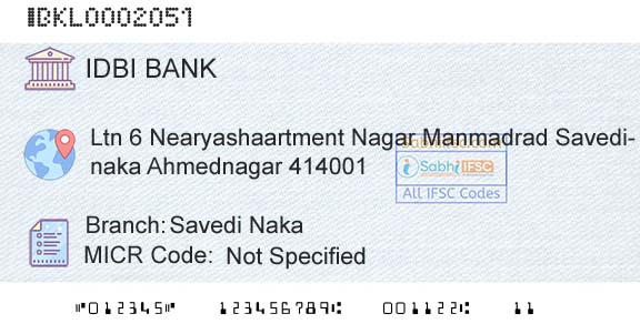 Idbi Bank Savedi NakaBranch 