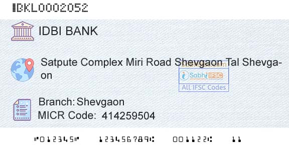 Idbi Bank ShevgaonBranch 
