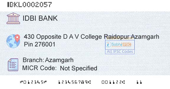 Idbi Bank AzamgarhBranch 
