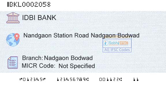 Idbi Bank Nadgaon BodwadBranch 