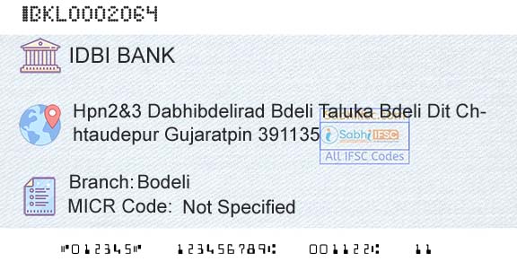 Idbi Bank BodeliBranch 