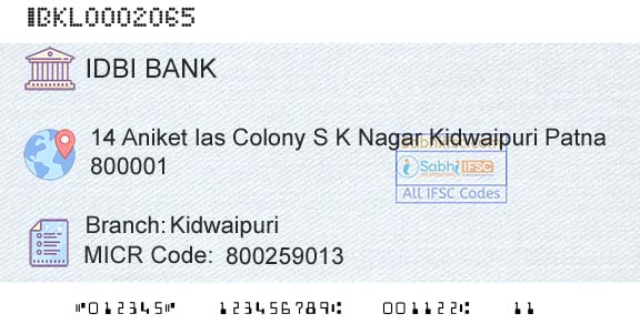 Idbi Bank KidwaipuriBranch 