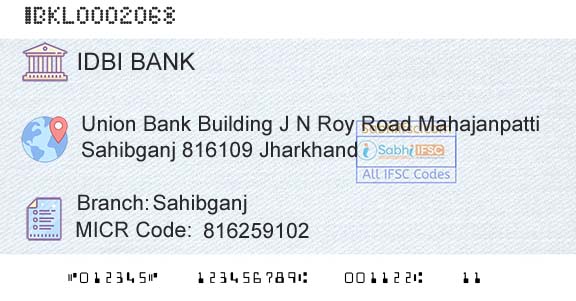 Idbi Bank SahibganjBranch 