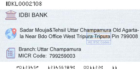 Idbi Bank Uttar ChampamuraBranch 