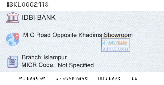 Idbi Bank IslampurBranch 