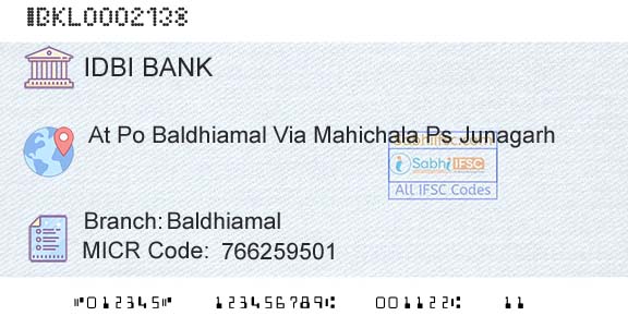 Idbi Bank BaldhiamalBranch 