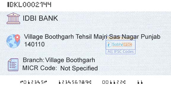 Idbi Bank Village BoothgarhBranch 