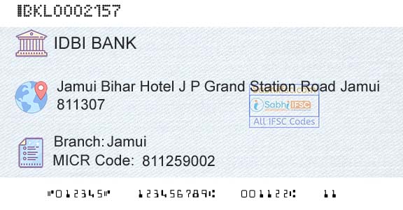 Idbi Bank JamuiBranch 