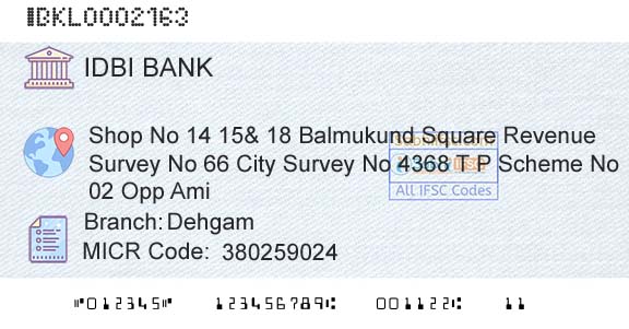 Idbi Bank DehgamBranch 