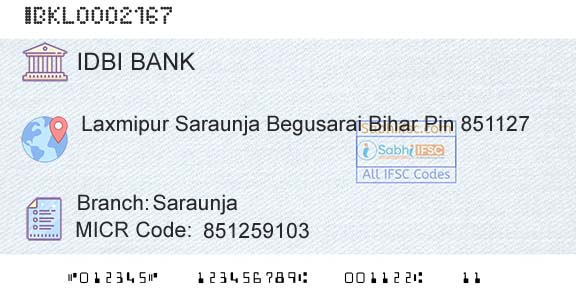 Idbi Bank SaraunjaBranch 