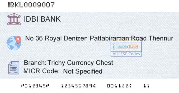 Idbi Bank Trichy Currency ChestBranch 