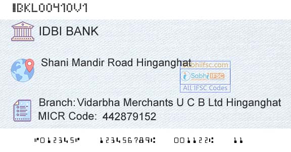 Idbi Bank Vidarbha Merchants U C B Ltd HinganghatBranch 