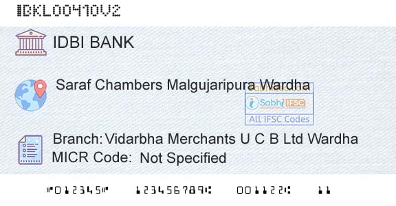 Idbi Bank Vidarbha Merchants U C B Ltd WardhaBranch 