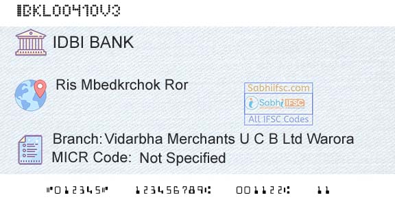 Idbi Bank Vidarbha Merchants U C B Ltd WaroraBranch 