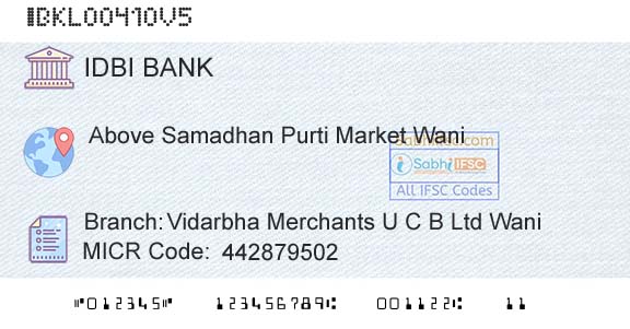 Idbi Bank Vidarbha Merchants U C B Ltd WaniBranch 
