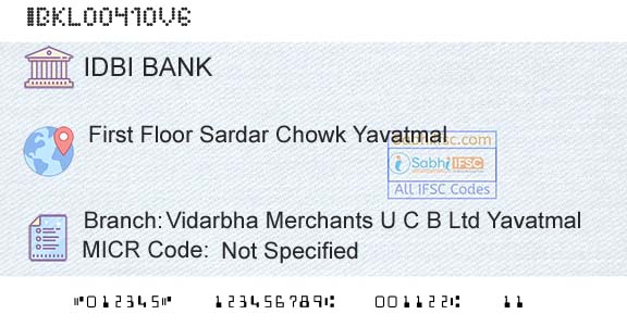 Idbi Bank Vidarbha Merchants U C B Ltd YavatmalBranch 