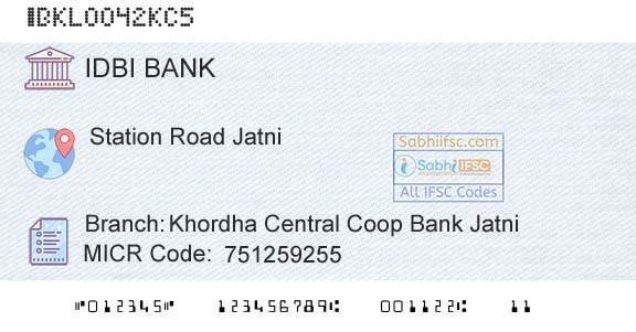 Idbi Bank Khordha Central Coop Bank JatniBranch 