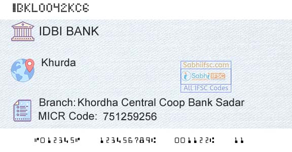 Idbi Bank Khordha Central Coop Bank SadarBranch 