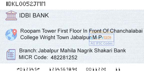 Idbi Bank Jabalpur Mahila Nagrik Shakari BankBranch 