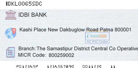 Idbi Bank The Samastipur District Central Co Operative Bank Branch 