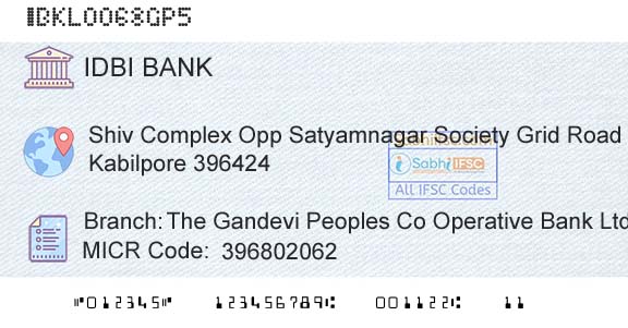 Idbi Bank The Gandevi Peoples Co Operative Bank Ltd KabilporBranch 