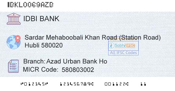 Idbi Bank Azad Urban Bank HoBranch 