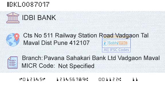 Idbi Bank Pavana Sahakari Bank Ltd Vadgaon MavalBranch 