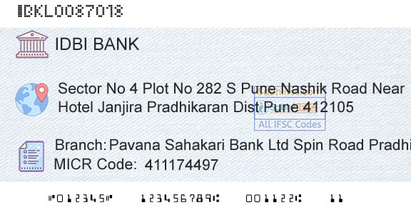 Idbi Bank Pavana Sahakari Bank Ltd Spin Road PradhikaranBranch 