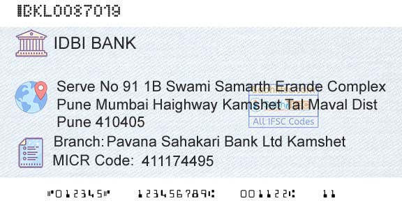 Idbi Bank Pavana Sahakari Bank Ltd KamshetBranch 