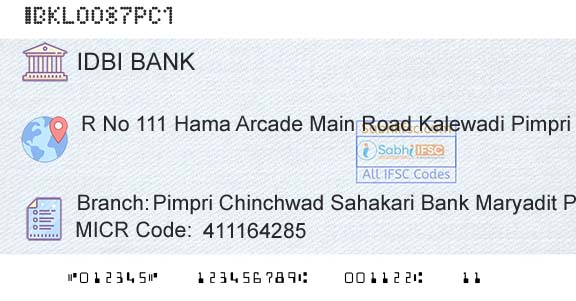 Idbi Bank Pimpri Chinchwad Sahakari Bank Maryadit PimpriBranch 