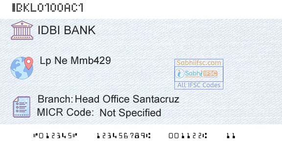 Idbi Bank Head Office SantacruzBranch 